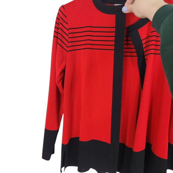 MISOOK Sweater Womens Small Red Black Open Cardigan Acrylic Exclusively Misook - Picture 3 of 7